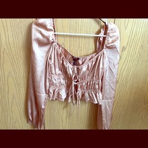 Peach long sleeve crop top